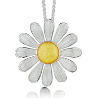 Daisies at Dawn Enamel Occasion Pendant in Sterling Silver