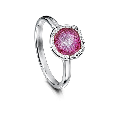 Lunar Bright Petite Ring in Hot Pink Enamel by Sheila Fleet Jewellery