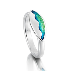 Sands of Time 1-ripple Ring in Meadow Enamel by Sheila Fleet Jewellery
