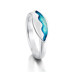 Sands of Time 1-ripple Ring in Peacock Enamel by Sheila Fleet Jewellery