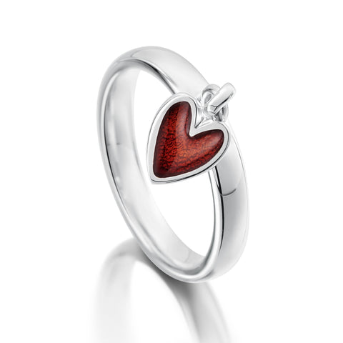 Secret Hearts Enamel Ring in Sterling Silver by Sheila Fleet Jewellery