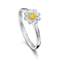 Daisies at Dawn Small Enamel Ring in Sterling Silver by Sheila Fleet Jewellery
