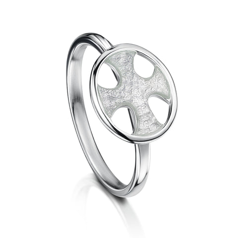 Cross of the Kirk Small Ring in Crystal Enamel by Sheila Fleet Jewellery