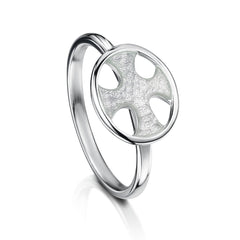 Cross of the Kirk Small Ring in Crystal Enamel by Sheila Fleet Jewellery
