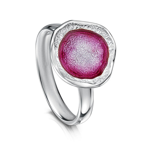 Lunar Bright Small Ring in Hot Pink Enamel by Sheila Fleet Jewellery