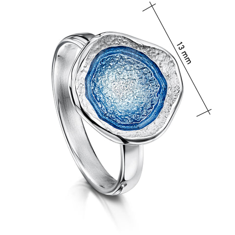 Lunar Small Enamel Ring in Sterling Silver by Sheila Fleet Jewellery