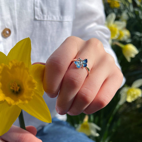 Holly Blue Butterfly Enamel Charm Ring by Sheila Fleet Jewellery