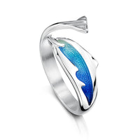Dolphin Sterling Silver Ring in Ocean Enamel by Sheila Fleet Jewellery