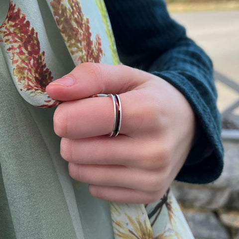 Halo Sterling Silver Ring in Red Enamel by Sheila Fleet Jewellery