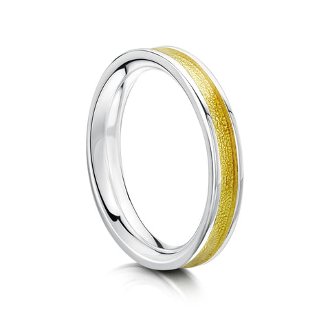 Halo Sterling Silver Ring in Yellow Enamel by Sheila Fleet Jewellery