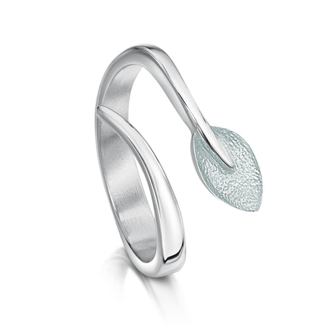 Rowan Leaf Ring in Frost Enamel by Sheila Fleet Jewellery