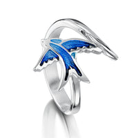 Swallows Sterling Silver Ring in Sapphire Enamel by Sheila Fleet Jewellery