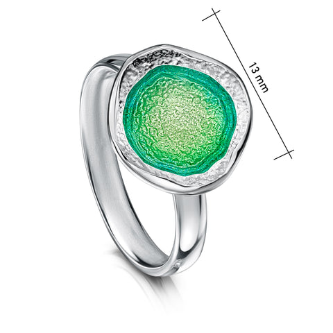 Lunar Bright Small Ring in Spring Green Enamel by Sheila Fleet Jewellery