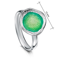 Lunar Bright Small Ring in Spring Green Enamel by Sheila Fleet Jewellery