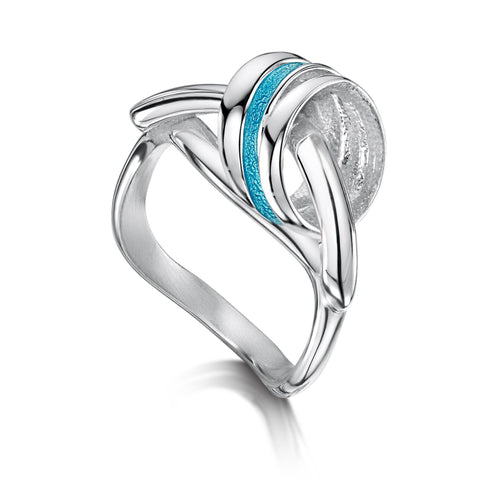 Wave Surfers Enamel Ring in Sterling Silver by Sheila Fleet Jewellery
