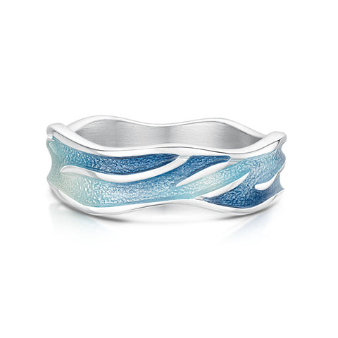 Sea Motion Ring in Lunar Light Enamel by Sheila Fleet Jewellery