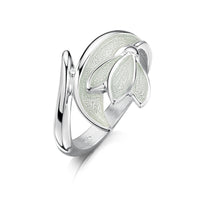 Snowdrop Sterling Silver Ring in Crystal Enamel by Sheila Fleet Jewellery