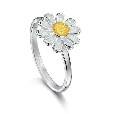 Daisies at Dawn Enamel Ring in Sterling Silver by Sheila Fleet Jewellery