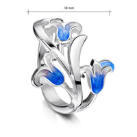 Bluebell 3-flower Enamel Ring in Sterling Silver by Sheila Fleet Jewellery