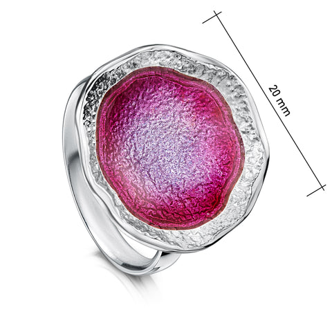 Lunar Bright Ring in Hot Pink Enamel by Sheila Fleet Jewellery