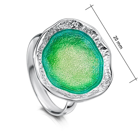 Lunar Bright Ring in Spring Green Enamel by Sheila Fleet Jewellery