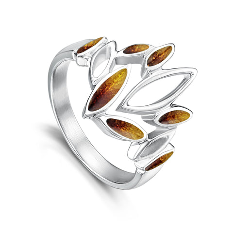 Seasons Sterling Silver Ring in Autumn Enamel by Sheila Fleet Jewellery