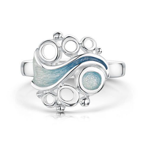 Arctic Stream Ring in Arctic Blue Enamel by Sheila Fleet Jewellery
