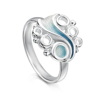 Arctic Stream Ring in Arctic Blue Enamel by Sheila Fleet Jewellery