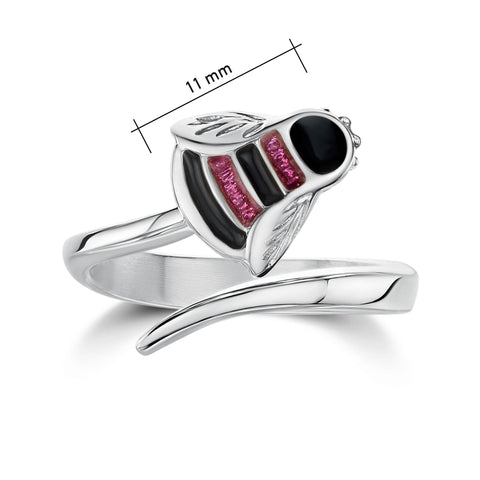 Bumblebee Sterling Silver Ring in Hot Pink Enamel by Sheila Fleet Jewellery