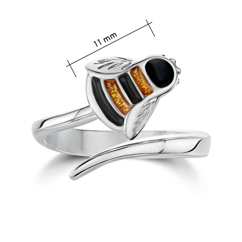 Bumblebee Enamel Ring in Sterling Silver by Sheila Fleet Jewellery