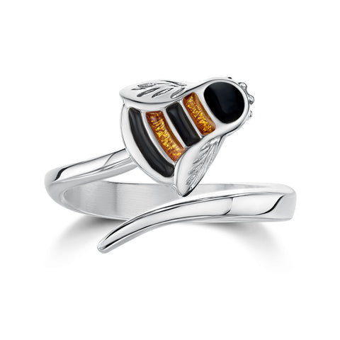 Bumblebee Enamel Ring in Sterling Silver by Sheila Fleet Jewellery
