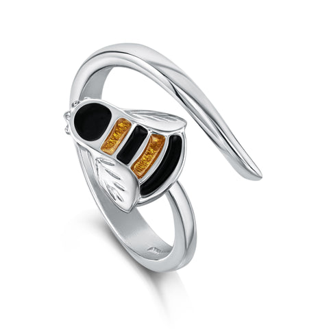 Bumblebee Enamel Ring in Sterling Silver by Sheila Fleet Jewellery