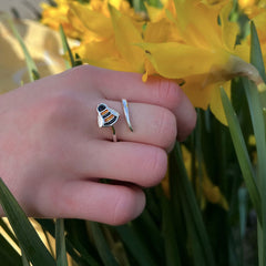Bumblebee Enamel Ring in Sterling Silver by Sheila Fleet Jewellery