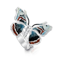 Red Admiral Butterfly Enamel Cocktail Ring by Sheila Fleet Jewellery