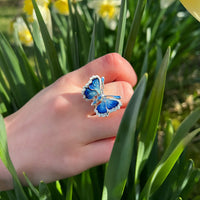 Holly Blue Butterfly Enamel Cocktail Ring