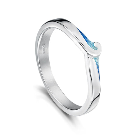 New Wave Ring in Light Ocean Enamel by Sheila Fleet Jewellery