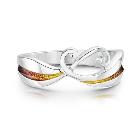 New Wave Sterling Silver Ring in Flame Enamel by Sheila Fleet Jewellery