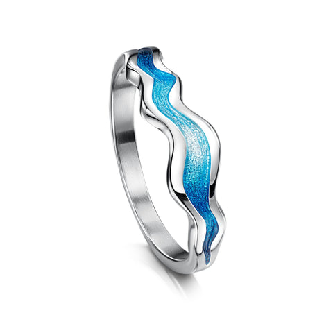 River Ripples Sterling Silver Ring in Tropical Enamel by Sheila Fleet Jewellery