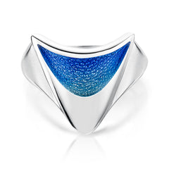 Wing Sterling Silver Ring in Sky Enamel by Sheila Fleet Jewellery