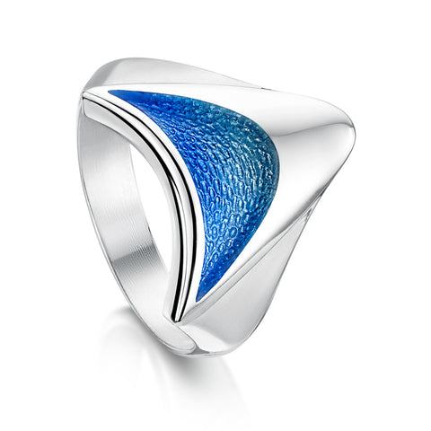 Wing Sterling Silver Ring in Sky Enamel by Sheila Fleet Jewellery