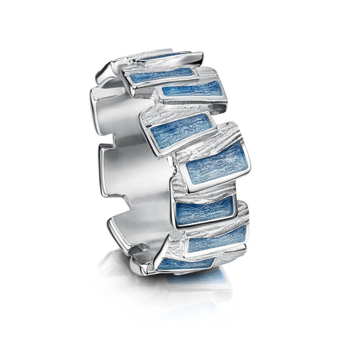 Flagstone Enamelled Ring in Sterling Silver by Sheila Fleet Jewellery