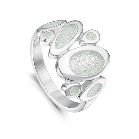Shoreline Pebble Dress Ring in Crystal Enamel by Sheila Fleet Jewellery