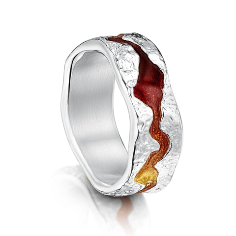 Lava Stream Dress Ring in Fire Enamel by Sheila Fleet Jewellery