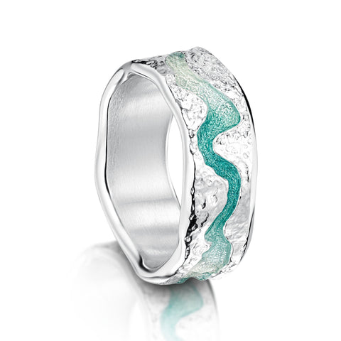 Lava Stream Dress Ring in Surf Enamel by Sheila Fleet Jewellery