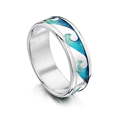 Sterling Silver Breckon Dress Ring in Peacock Enamel by Sheila Fleet Jewellery