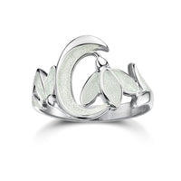 Snowdrop 2-flower Sterling Silver Ring in Crystal Enamel by Sheila Fleet Jewellery