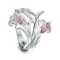 Bluebell 2-flower Ring in Pinkbell Enamel by Sheila Fleet Jewellery
