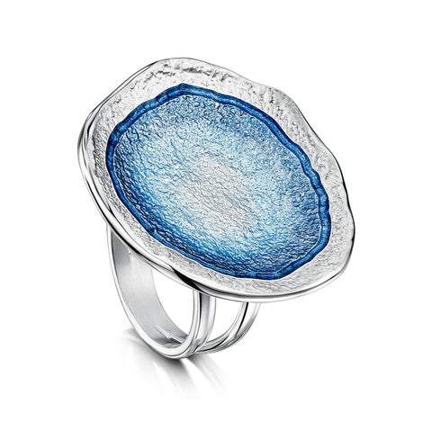 Lunar Enamel Dress Ring in Sterling Silver by Sheila Fleet Jewellery