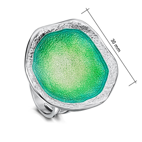 Lunar Bright Dress Ring in Spring Green Enamel by Sheila Fleet Jewellery