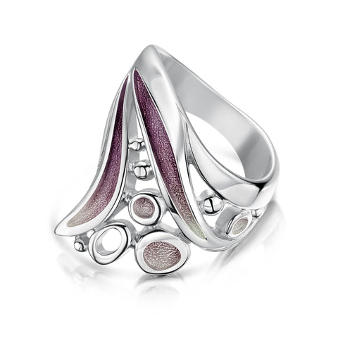 Arctic Stream Large Ring in Champagne Enamel by Sheila Fleet Jewellery